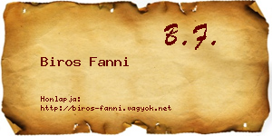 Biros Fanni névjegykártya